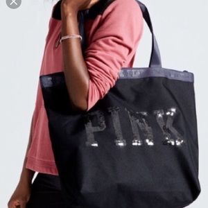 Black and grey sequence tote PINK